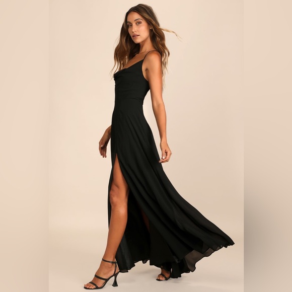 Lulu's Elegant Black Maxi Dress - Picture 1 of 6